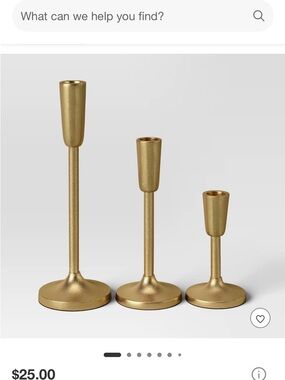 Gold Metal Taper Candle Holder Set of 3